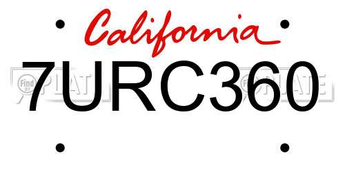 7URC360 California License Plate