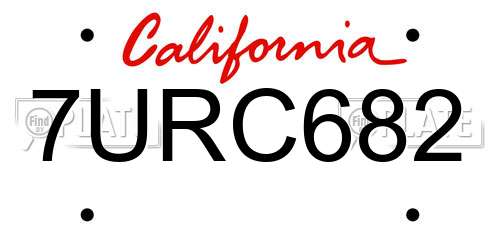 7URC682 California License Plate