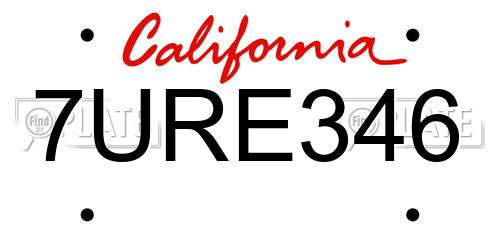 7URE346 California License Plate