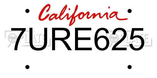 7URE625 California License Plate