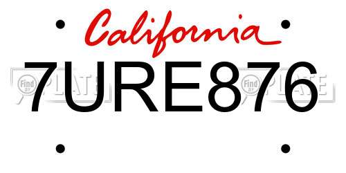 7URE876 California License Plate