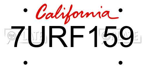 7URF159 California License Plate