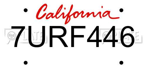 7URF446 California License Plate