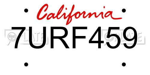 7URF459 California License Plate