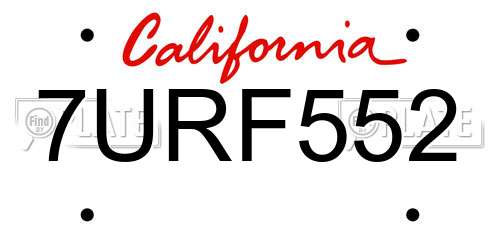 7URF552 California License Plate
