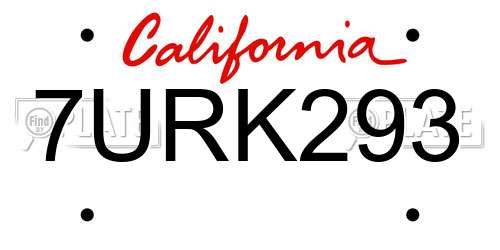 7URK293 California License Plate