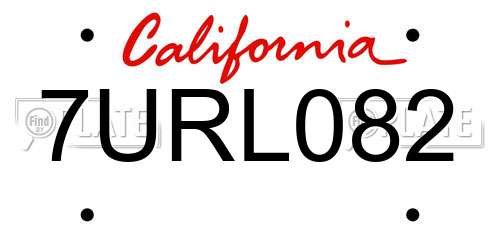 7URL082 California License Plate
