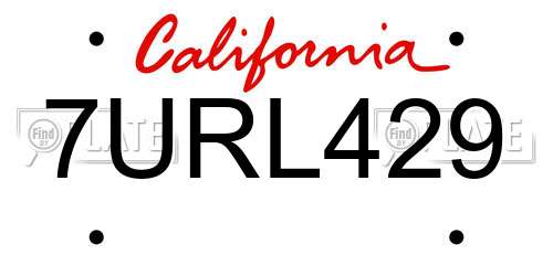 7URL429 California License Plate