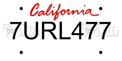 7URL477 California License Plate