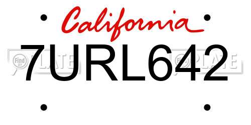 7URL642 California License Plate
