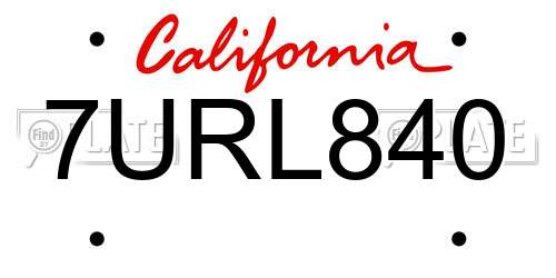 7URL840 California License Plate