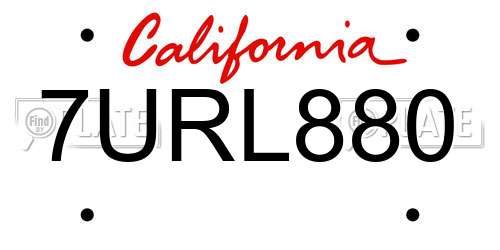 7URL880 California License Plate
