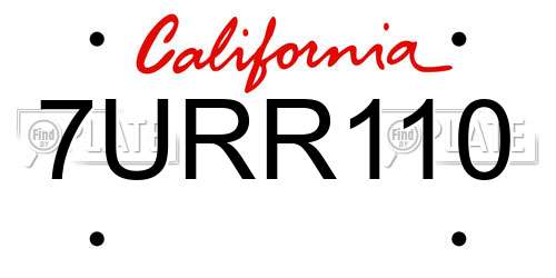 7URR110 California License Plate