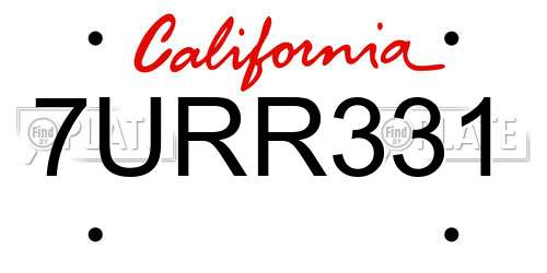 7URR331 California License Plate