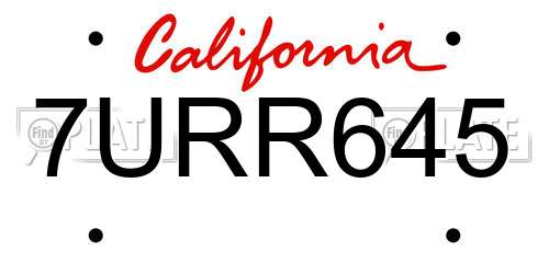 7URR645 California License Plate