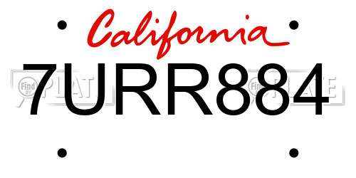7URR884 California License Plate