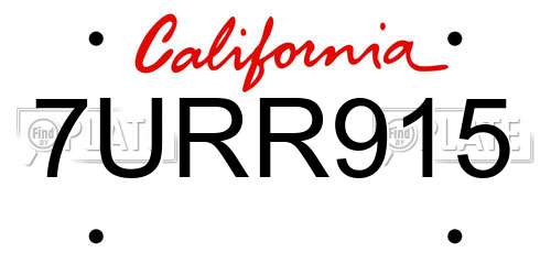 7URR915 California License Plate