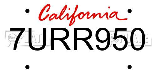 7URR950 California License Plate