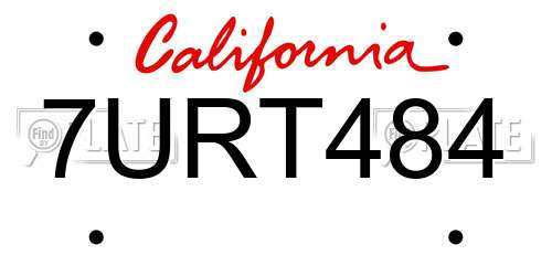 7URT484 California License Plate