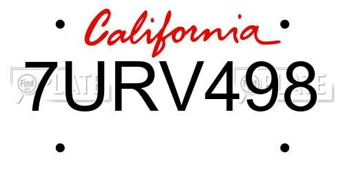 7URV498 California License Plate