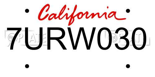7URW030 California License Plate