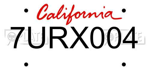 7URX004 California License Plate