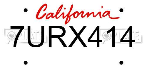 7URX414 California License Plate