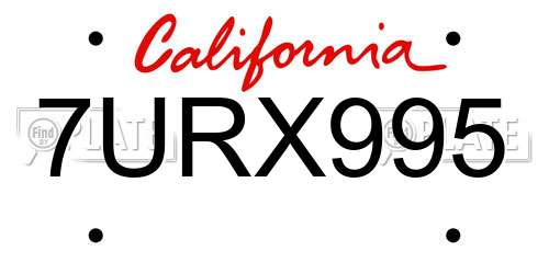 7URX995 California License Plate