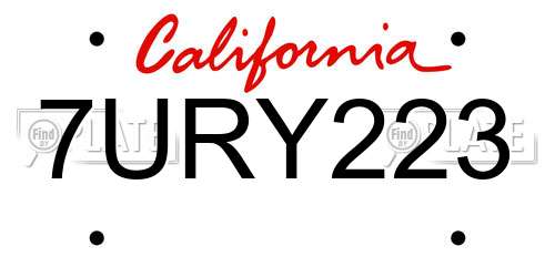7URY223 California License Plate