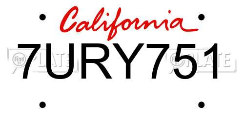 7URY751 California License Plate