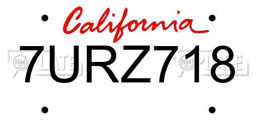 7URZ718 California License Plate