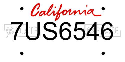 7US6546 California License Plate
