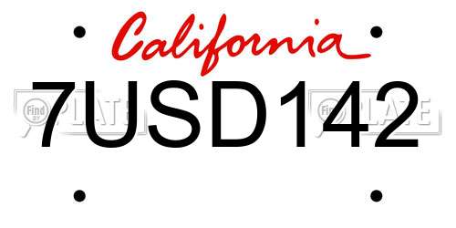 7USD142 California License Plate