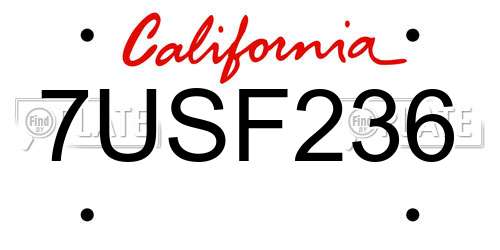 7USF236 California License Plate