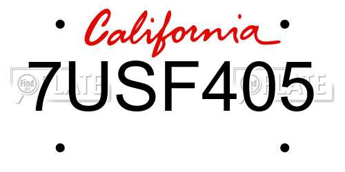 7USF405 California License Plate