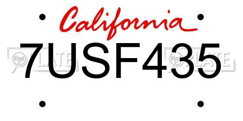 7USF435 California License Plate