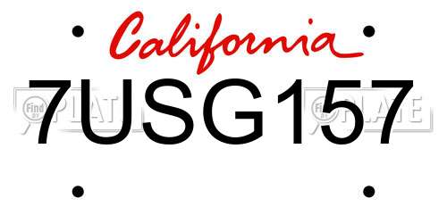 7USG157 California License Plate
