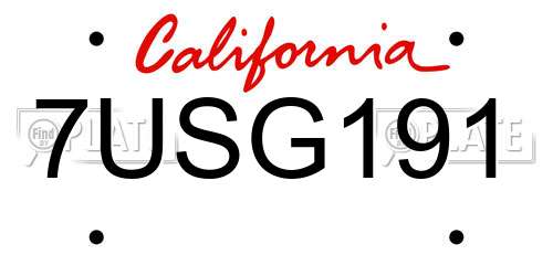 7USG191 California License Plate