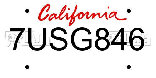 7USG846 California License Plate