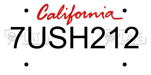 7USH212 California License Plate