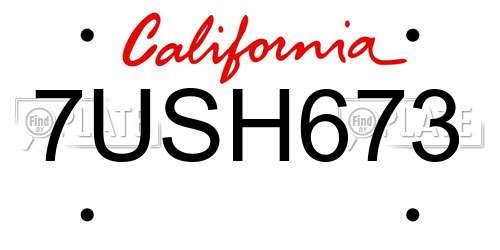7USH673 California License Plate