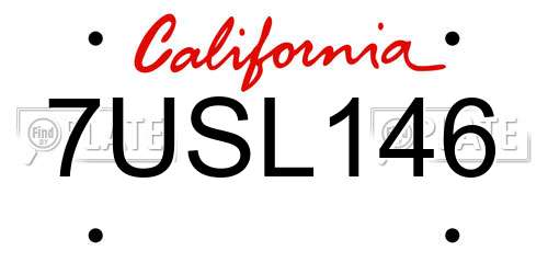 7USL146 California License Plate