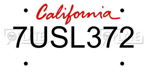 7USL372 California License Plate