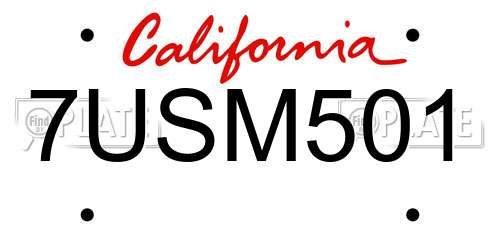 7USM501 California License Plate