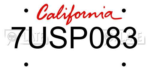7USP083 California License Plate