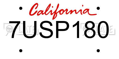 7USP180 California License Plate
