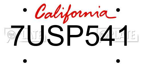 7USP541 California License Plate