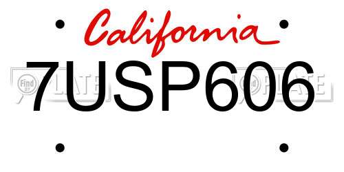 7USP606 California License Plate