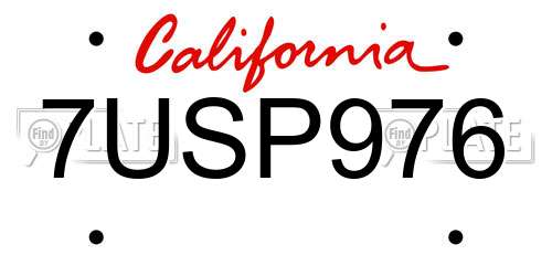 7USP976 California License Plate