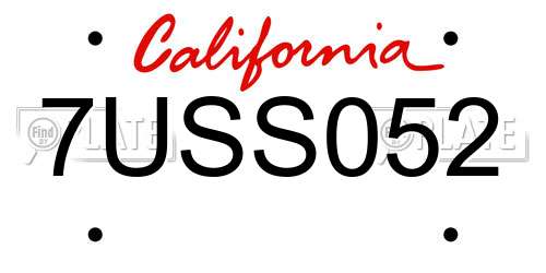7USS052 California License Plate